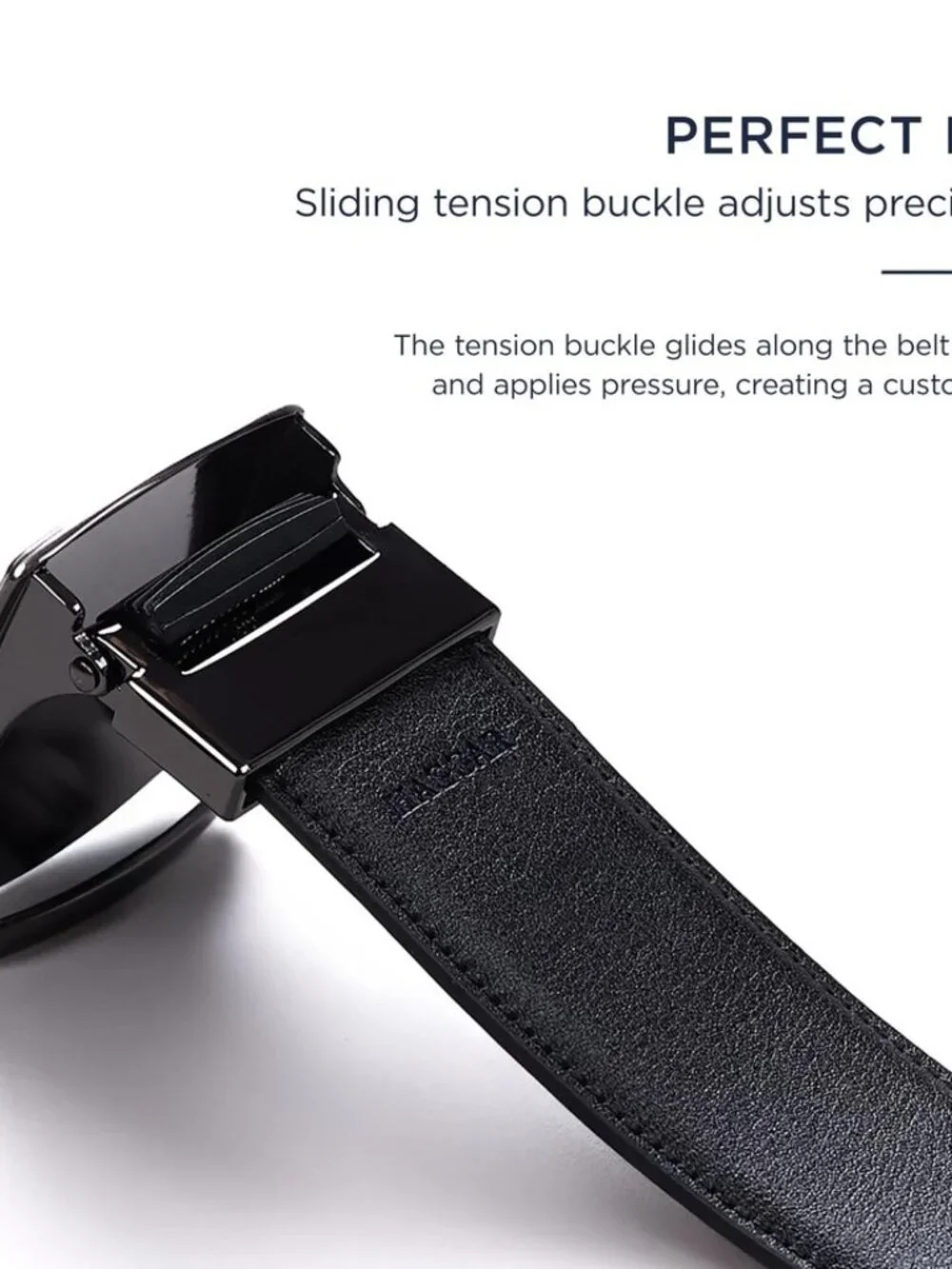 Men's Haggar Tension Locking Plaque Buckle Dress Belt (New, Black, Large)